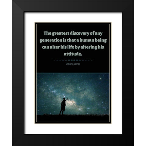 William James Quote: Discovery Black Modern Wood Framed Art Print with Double Matting by ArtsyQuotes