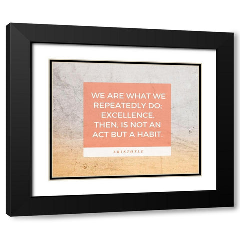 Aristotle Quote: Excellence Black Modern Wood Framed Art Print with Double Matting by ArtsyQuotes