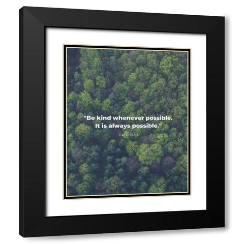 Dalai Lama Quote: Be Kind Black Modern Wood Framed Art Print with Double Matting by ArtsyQuotes