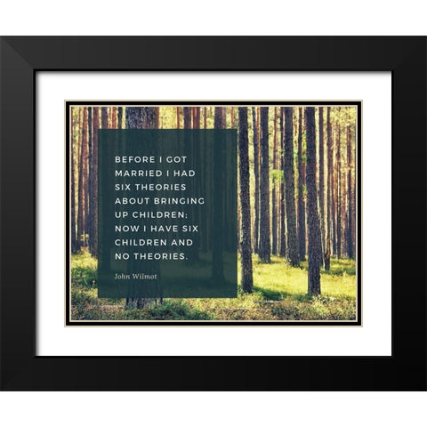 John Wilmot Quote: Six Theories Black Modern Wood Framed Art Print with Double Matting by ArtsyQuotes