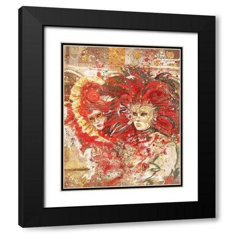 Red Venice Festive Black Modern Wood Framed Art Print with Double Matting by Wiley, Marta