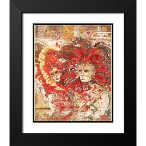 Red Venice Festive Black Modern Wood Framed Art Print with Double Matting by Wiley, Marta