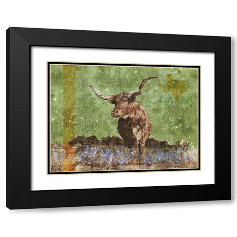 Long Horn Green Black Modern Wood Framed Art Print with Double Matting by Wiley, Marta