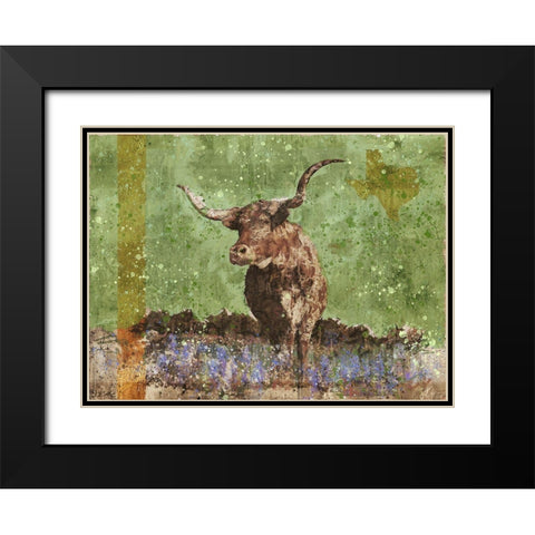 Long Horn Green Black Modern Wood Framed Art Print with Double Matting by Wiley, Marta