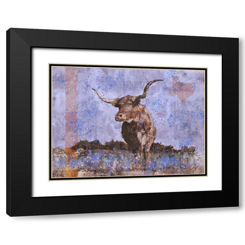 Long Horn Purple Black Modern Wood Framed Art Print with Double Matting by Wiley, Marta