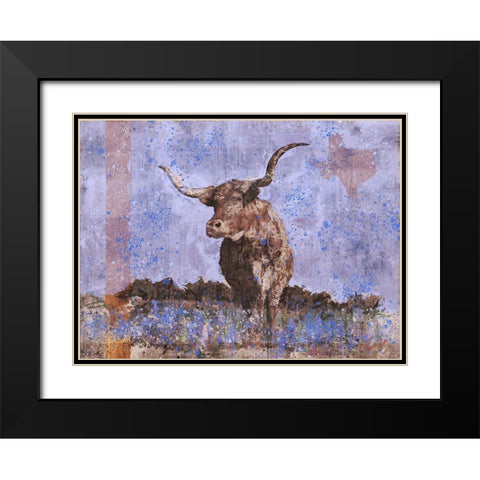 Long Horn Purple Black Modern Wood Framed Art Print with Double Matting by Wiley, Marta