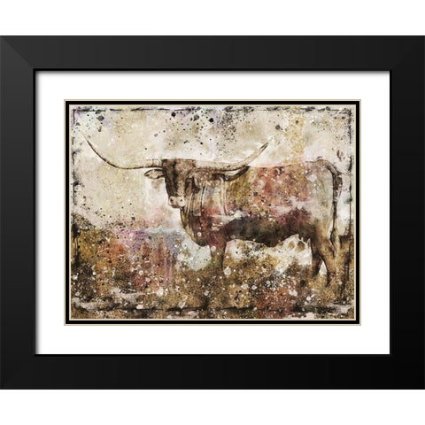 Long Horn taupe Black Modern Wood Framed Art Print with Double Matting by Wiley, Marta