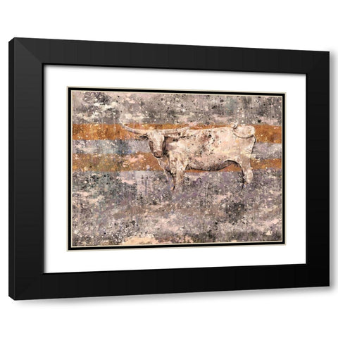 White Long Horn Black Modern Wood Framed Art Print with Double Matting by Wiley, Marta