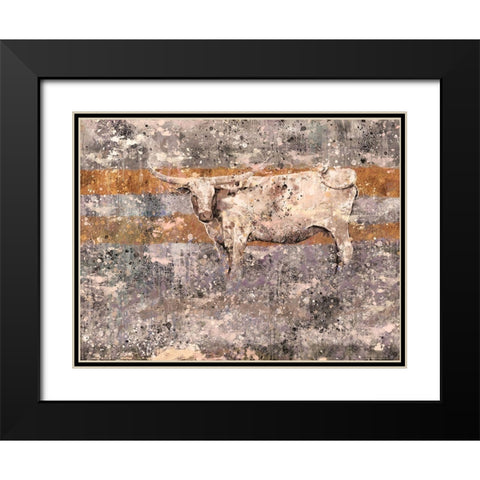 White Long Horn Black Modern Wood Framed Art Print with Double Matting by Wiley, Marta