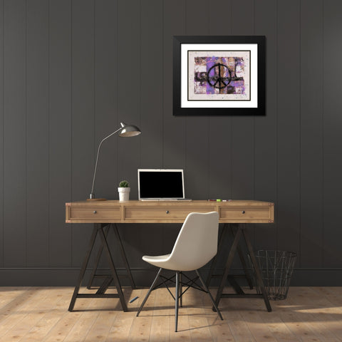 PEACE purple tint Black Modern Wood Framed Art Print with Double Matting by Wiley, Marta