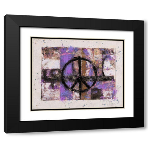 PEACE purple tint Black Modern Wood Framed Art Print with Double Matting by Wiley, Marta