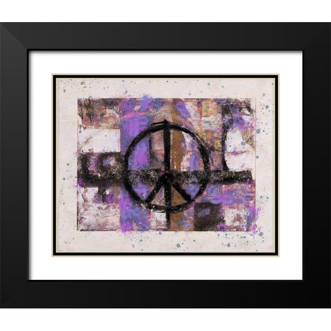 PEACE purple tint Black Modern Wood Framed Art Print with Double Matting by Wiley, Marta