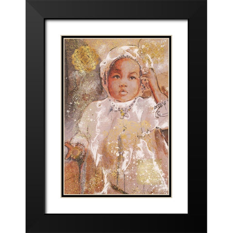 Little African Girl I Black Modern Wood Framed Art Print with Double Matting by Wiley, Marta