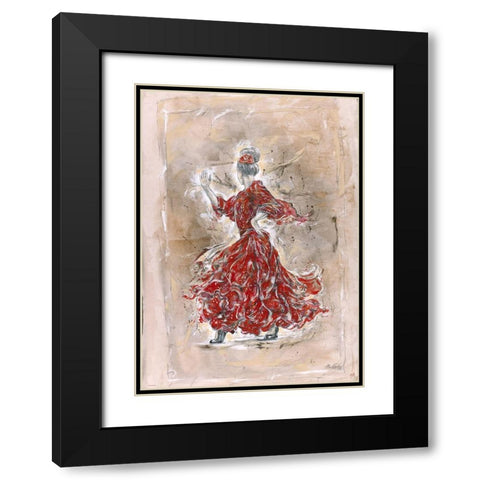 Flamenco Darker Red Black Modern Wood Framed Art Print with Double Matting by Wiley, Marta