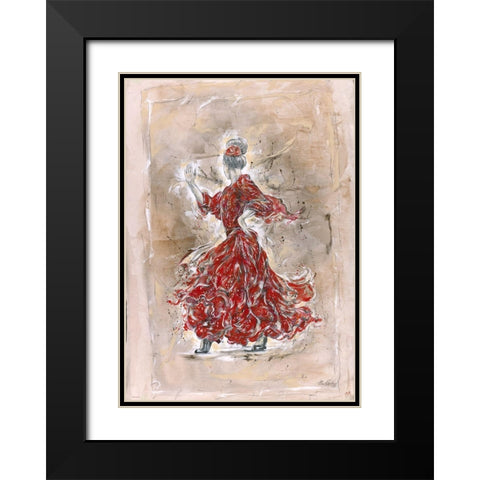 Flamenco Darker Red Black Modern Wood Framed Art Print with Double Matting by Wiley, Marta