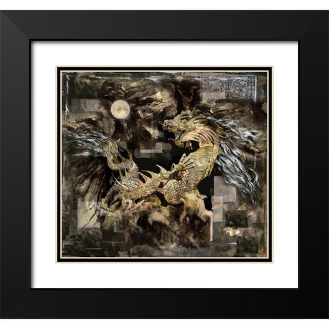 Golden Dragon Black Modern Wood Framed Art Print with Double Matting by Wiley, Marta