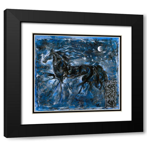 Blue Horse Black Modern Wood Framed Art Print with Double Matting by Wiley, Marta