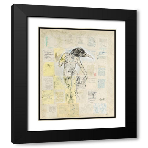 Raven Girl Black Modern Wood Framed Art Print with Double Matting by Wiley, Marta