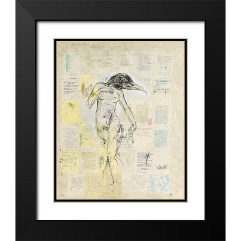 Raven Girl Black Modern Wood Framed Art Print with Double Matting by Wiley, Marta