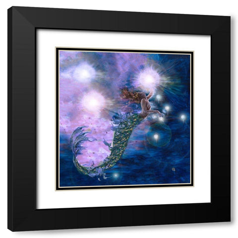 Purple Mermaid Black Modern Wood Framed Art Print with Double Matting by Wiley, Marta