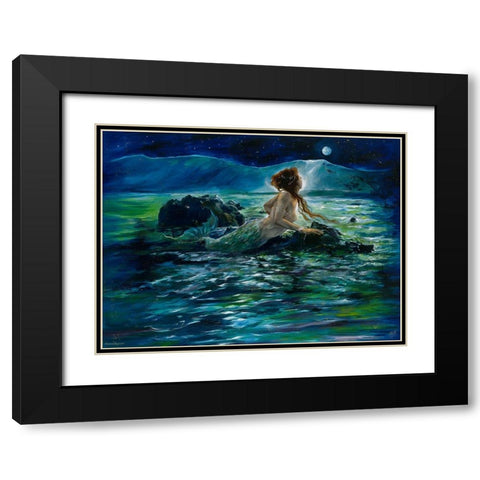 Mermaid Black Modern Wood Framed Art Print with Double Matting by Wiley, Marta