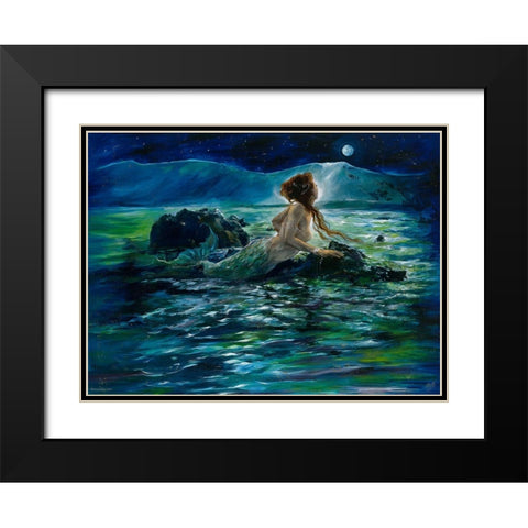 Mermaid Black Modern Wood Framed Art Print with Double Matting by Wiley, Marta