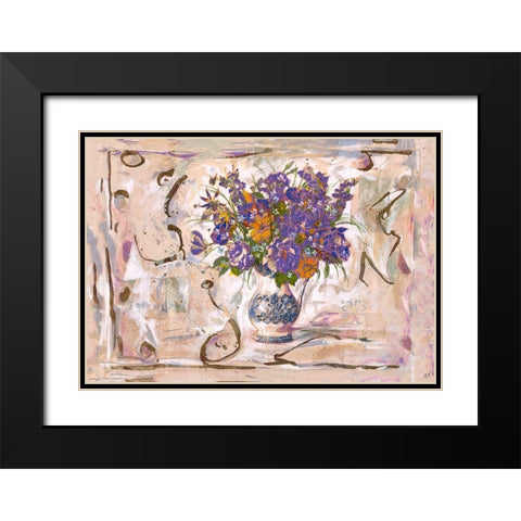 Purple Flowers Black Modern Wood Framed Art Print with Double Matting by Wiley, Marta