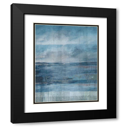 Blue Ocean Abstract Black Modern Wood Framed Art Print with Double Matting by Wiley, Marta