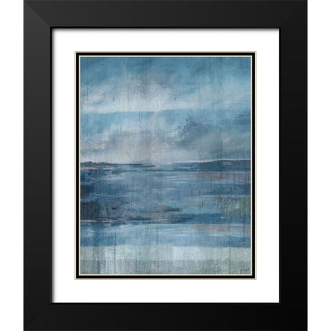 Blue Ocean Abstract Black Modern Wood Framed Art Print with Double Matting by Wiley, Marta