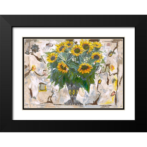 Yellow Floral Black Modern Wood Framed Art Print with Double Matting by Wiley, Marta
