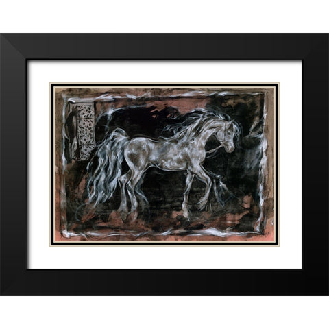 White Horse different border Black Modern Wood Framed Art Print with Double Matting by Wiley, Marta