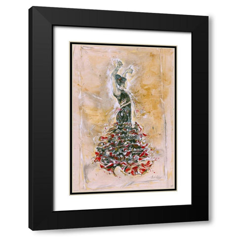 Sepia Flamenco Dancer Black Modern Wood Framed Art Print with Double Matting by Wiley, Marta