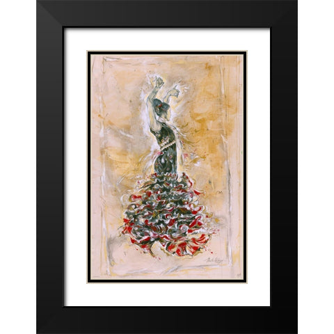 Sepia Flamenco Dancer Black Modern Wood Framed Art Print with Double Matting by Wiley, Marta