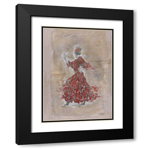 Red Flamenco, Beige Black Modern Wood Framed Art Print with Double Matting by Wiley, Marta