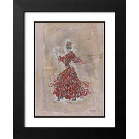 Red Flamenco, Beige Black Modern Wood Framed Art Print with Double Matting by Wiley, Marta