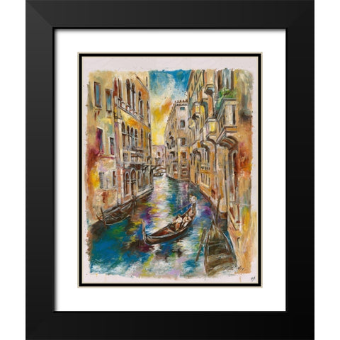 Golden Venice I Black Modern Wood Framed Art Print with Double Matting by Wiley, Marta