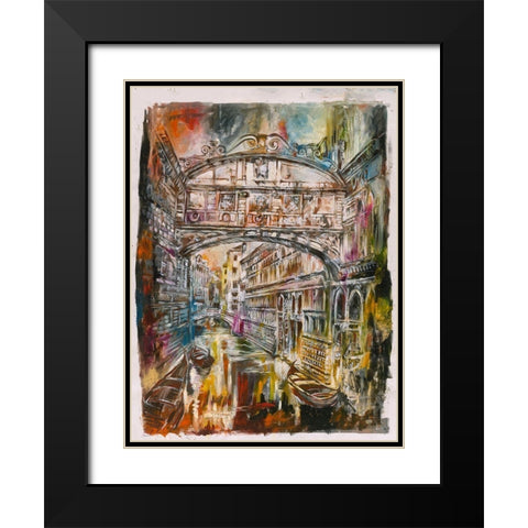 Gray Tones Venice Black Modern Wood Framed Art Print with Double Matting by Wiley, Marta