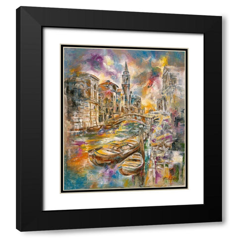Golden Venice Colorful Black Modern Wood Framed Art Print with Double Matting by Wiley, Marta