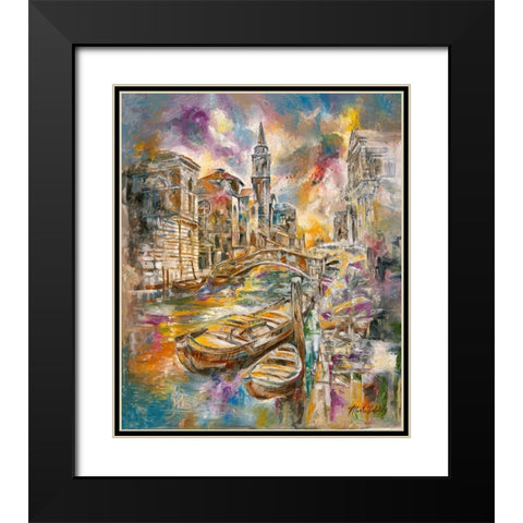 Golden Venice Colorful Black Modern Wood Framed Art Print with Double Matting by Wiley, Marta