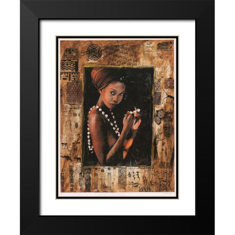 Sepia and Golden African Black Modern Wood Framed Art Print with Double Matting by Wiley, Marta