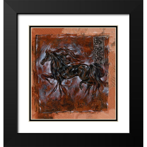 Sepia horse crackle Black Modern Wood Framed Art Print with Double Matting by Wiley, Marta