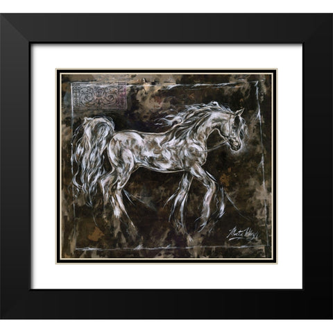 Crackle Horse Black- Dark Black Modern Wood Framed Art Print with Double Matting by Wiley, Marta