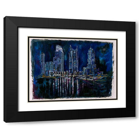Blue Dubai Black Modern Wood Framed Art Print with Double Matting by Wiley, Marta