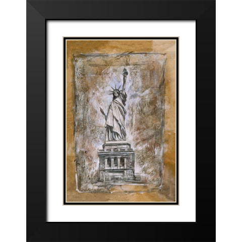 Golden Cityscape Black Modern Wood Framed Art Print with Double Matting by Wiley, Marta