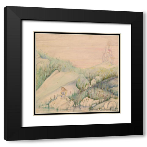 Watercolor Fantasy age 9 Black Modern Wood Framed Art Print with Double Matting by Wiley, Marta