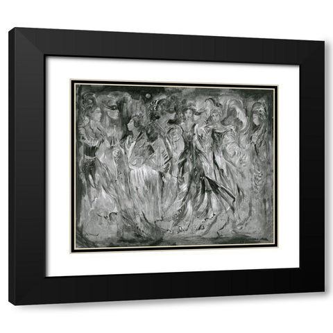 BandW Renaisaunce Sketch Black Modern Wood Framed Art Print with Double Matting by Wiley, Marta