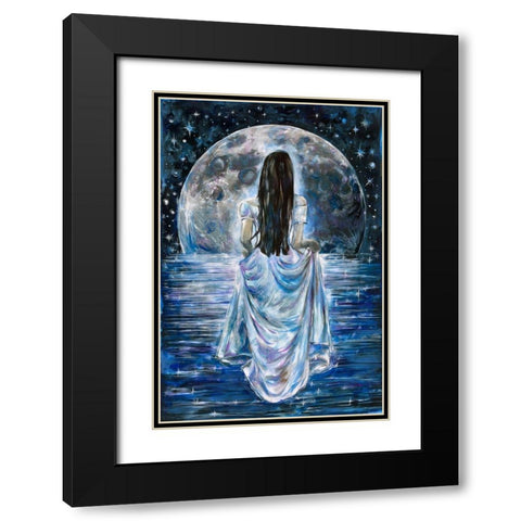 Blue Moon Black Modern Wood Framed Art Print with Double Matting by Wiley, Marta