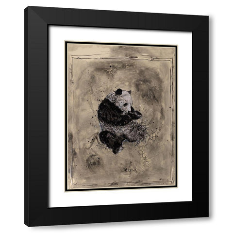 Panda Black Modern Wood Framed Art Print with Double Matting by Wiley, Marta