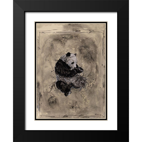 Panda Black Modern Wood Framed Art Print with Double Matting by Wiley, Marta