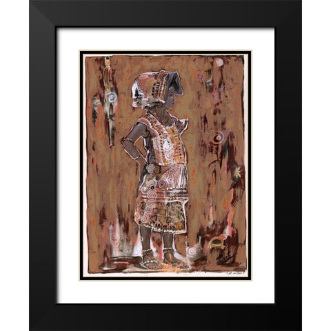 African Girl Black Modern Wood Framed Art Print with Double Matting by Wiley, Marta